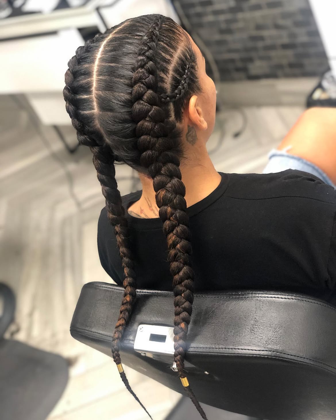 Chunky Double Dutch Braids With Subtle Auburn Highlights