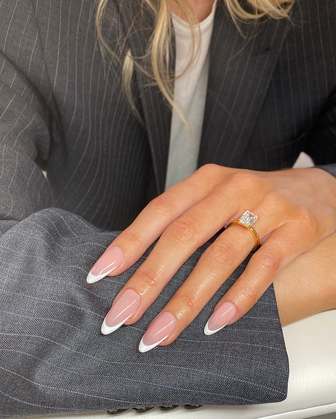 Classic Almond French Tip Wedding Nails