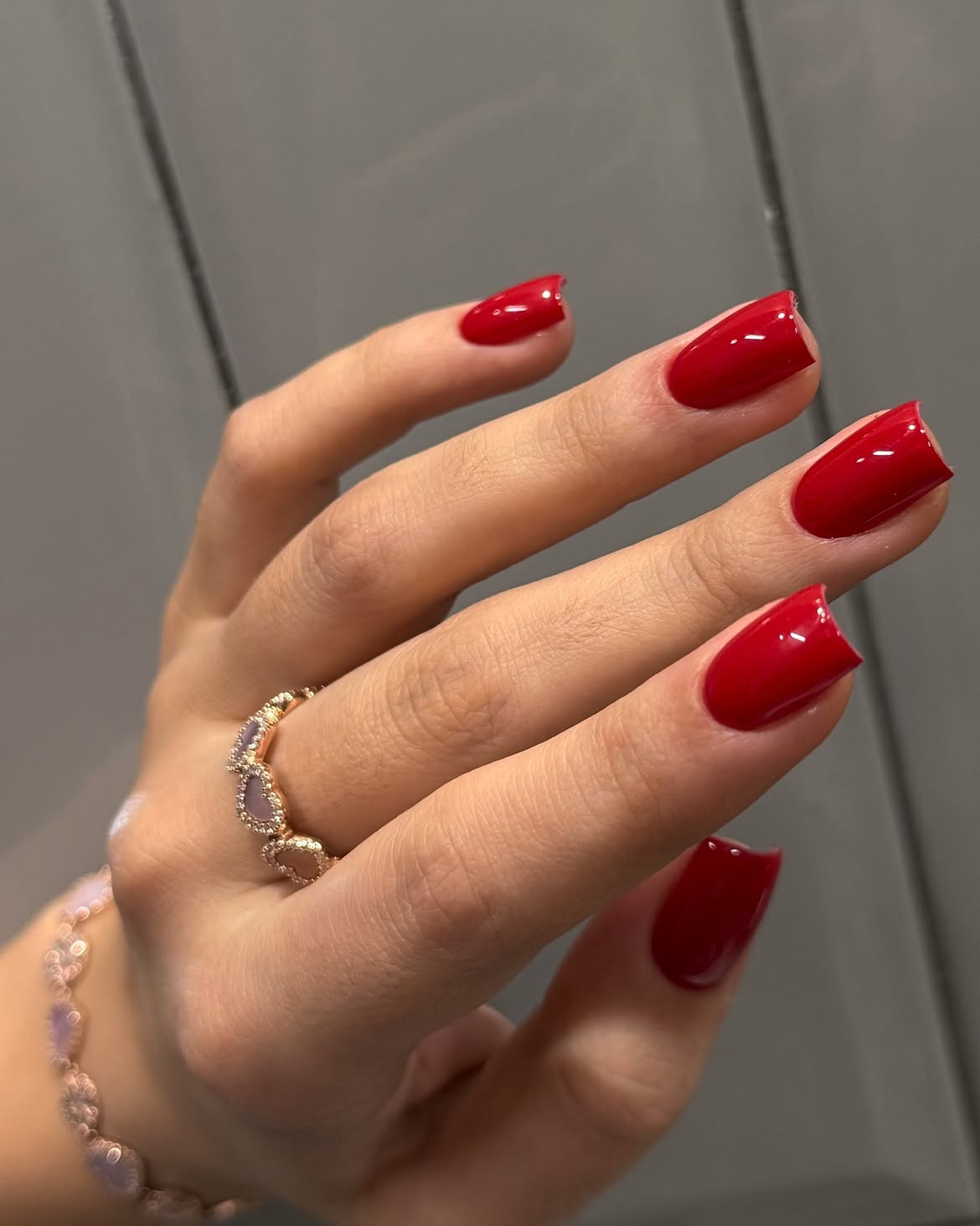 Classic Crimson Red Glossy Coffin Nails