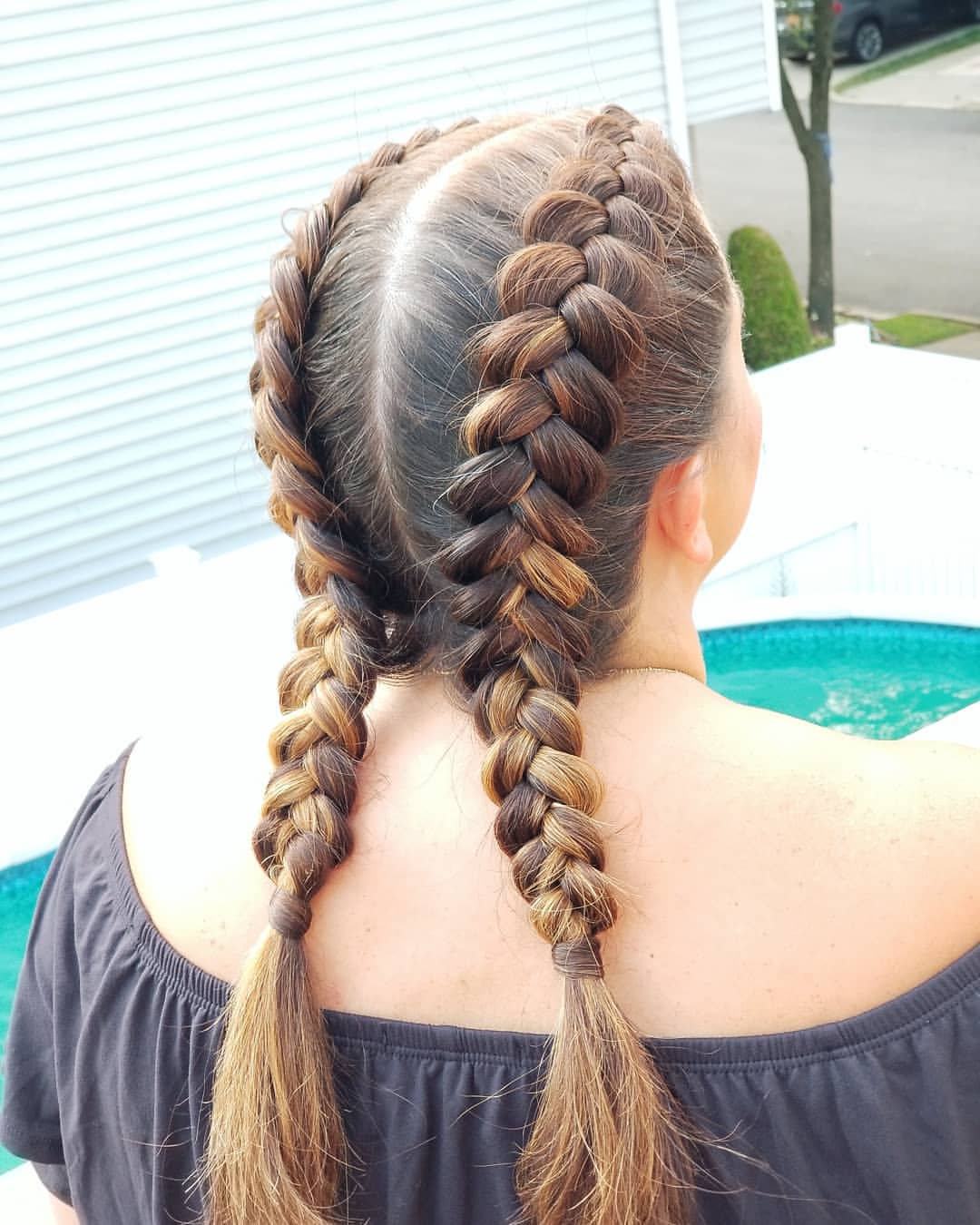 Classic Double Dutch Braids On Dimensional Brunette