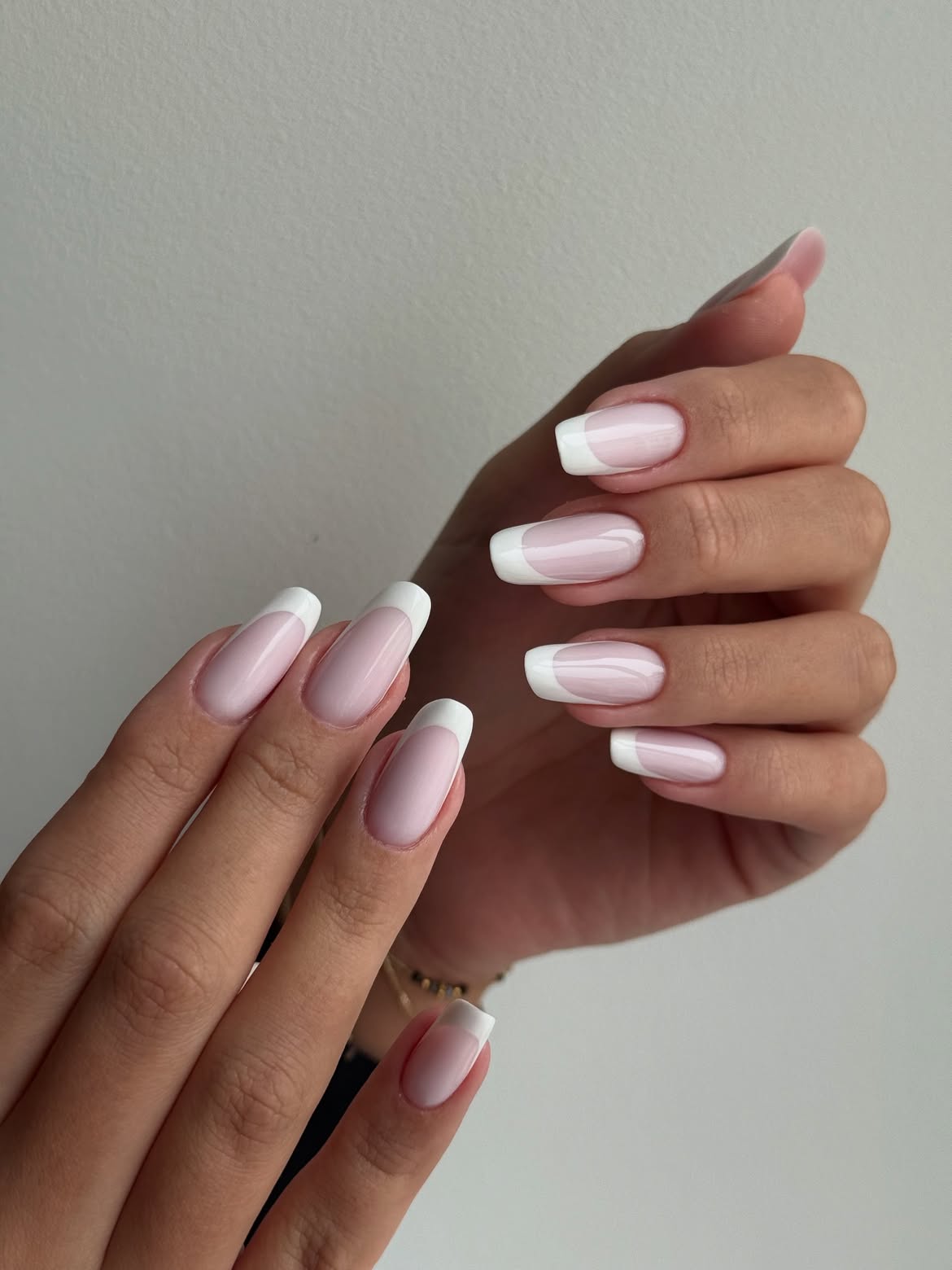 Classic French Tip Oval Nails