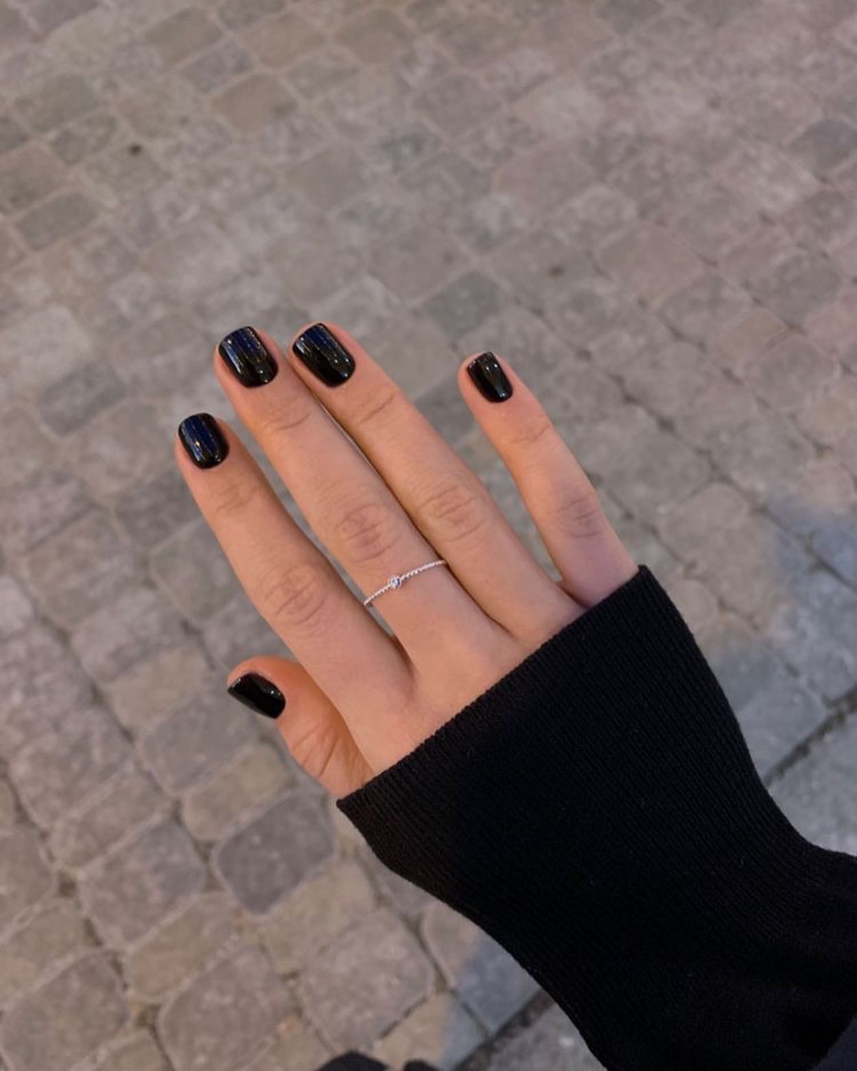 Classic High Gloss Black Short Square Nails