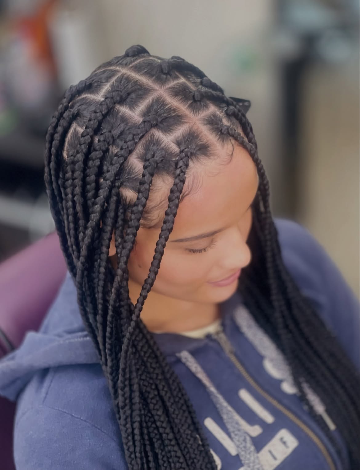 Classic Knotless Box Braids With Defined Parting