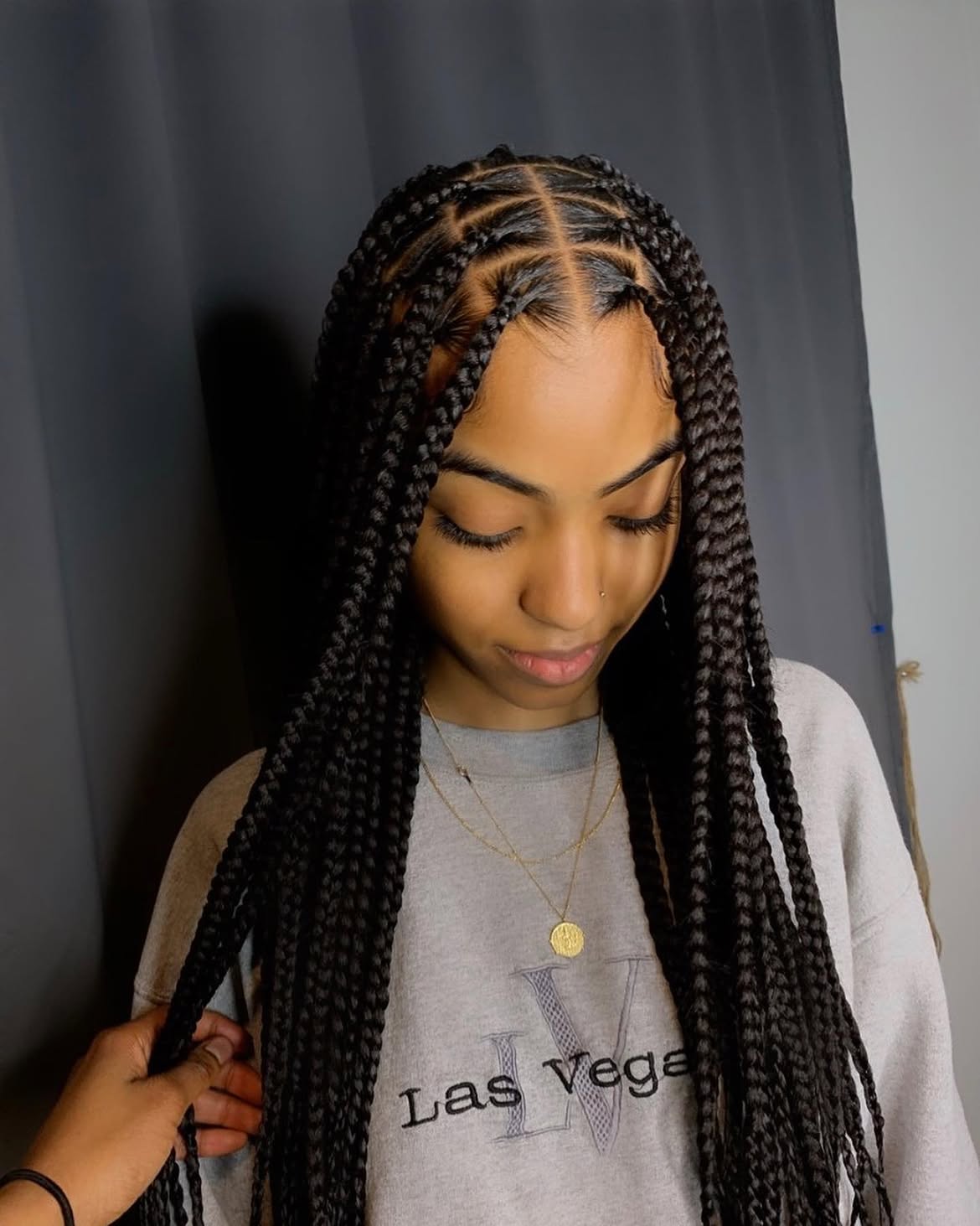 Classic Knotless Box Braids With Defined Square Parts