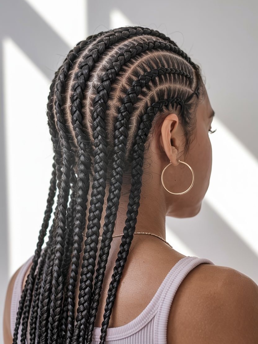 Classic Straight Back Cornrow Braids Style