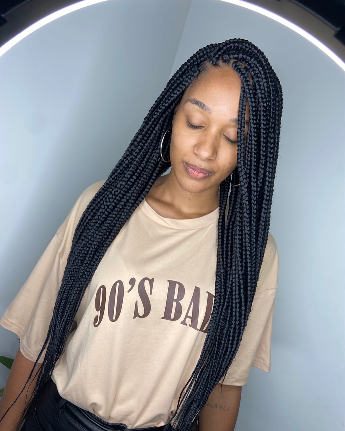 Classic Waist Length Jet Black Box Braids