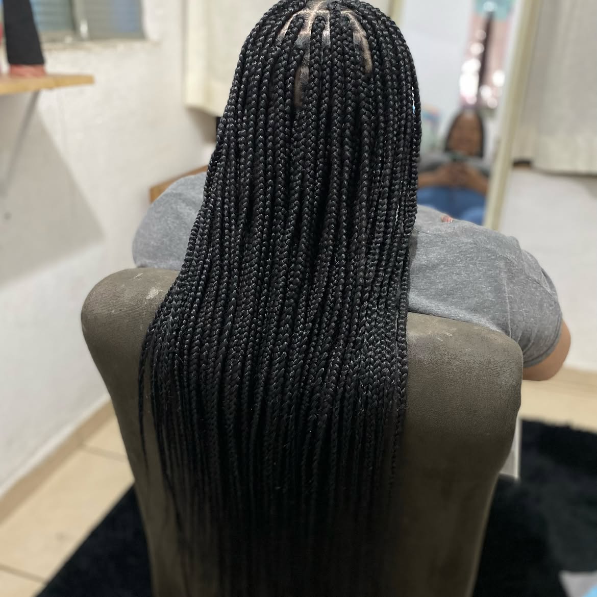 Classic Waist Length Jet Black Box Braids