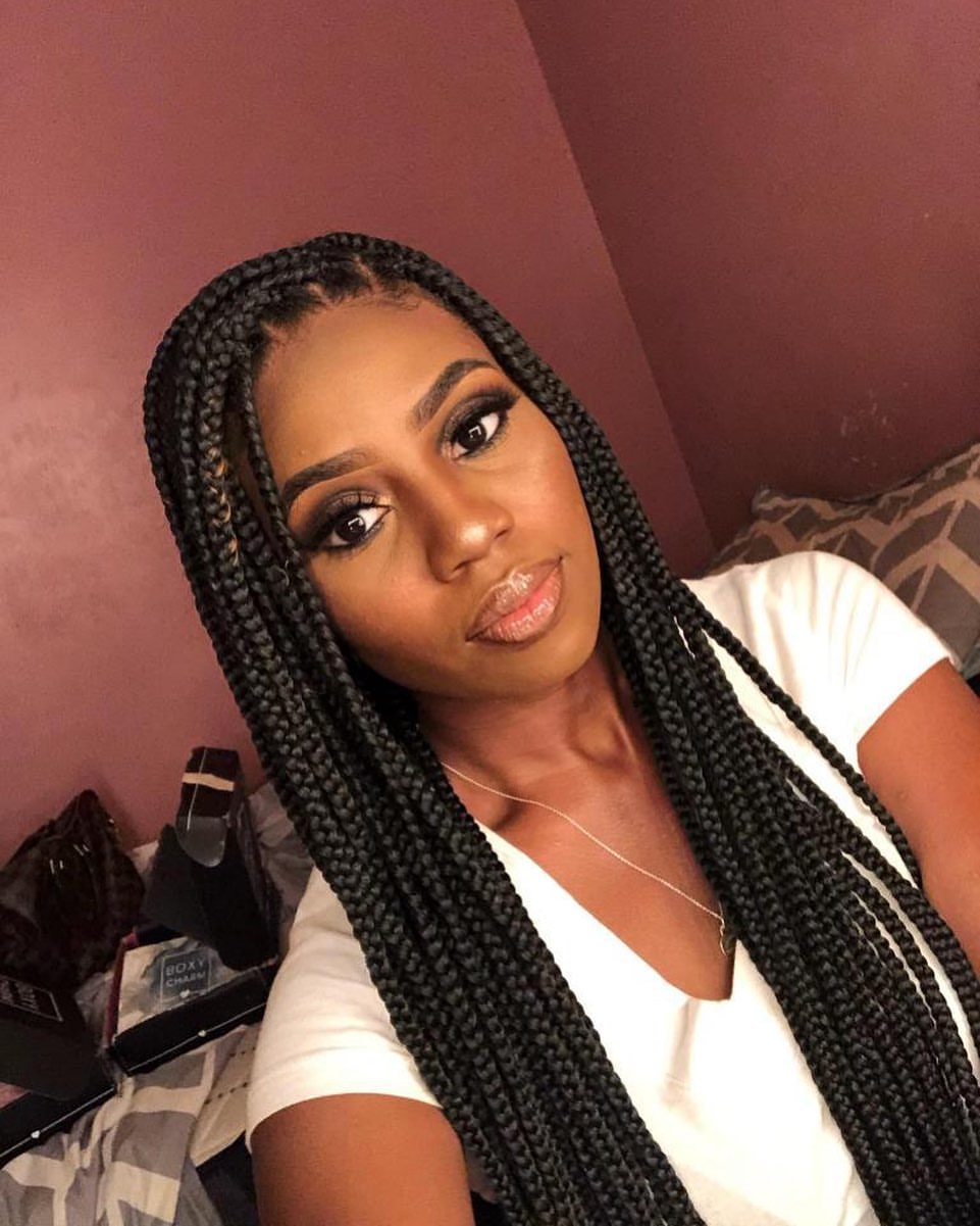 Classic Waist Length Jet Black Knotless Braids