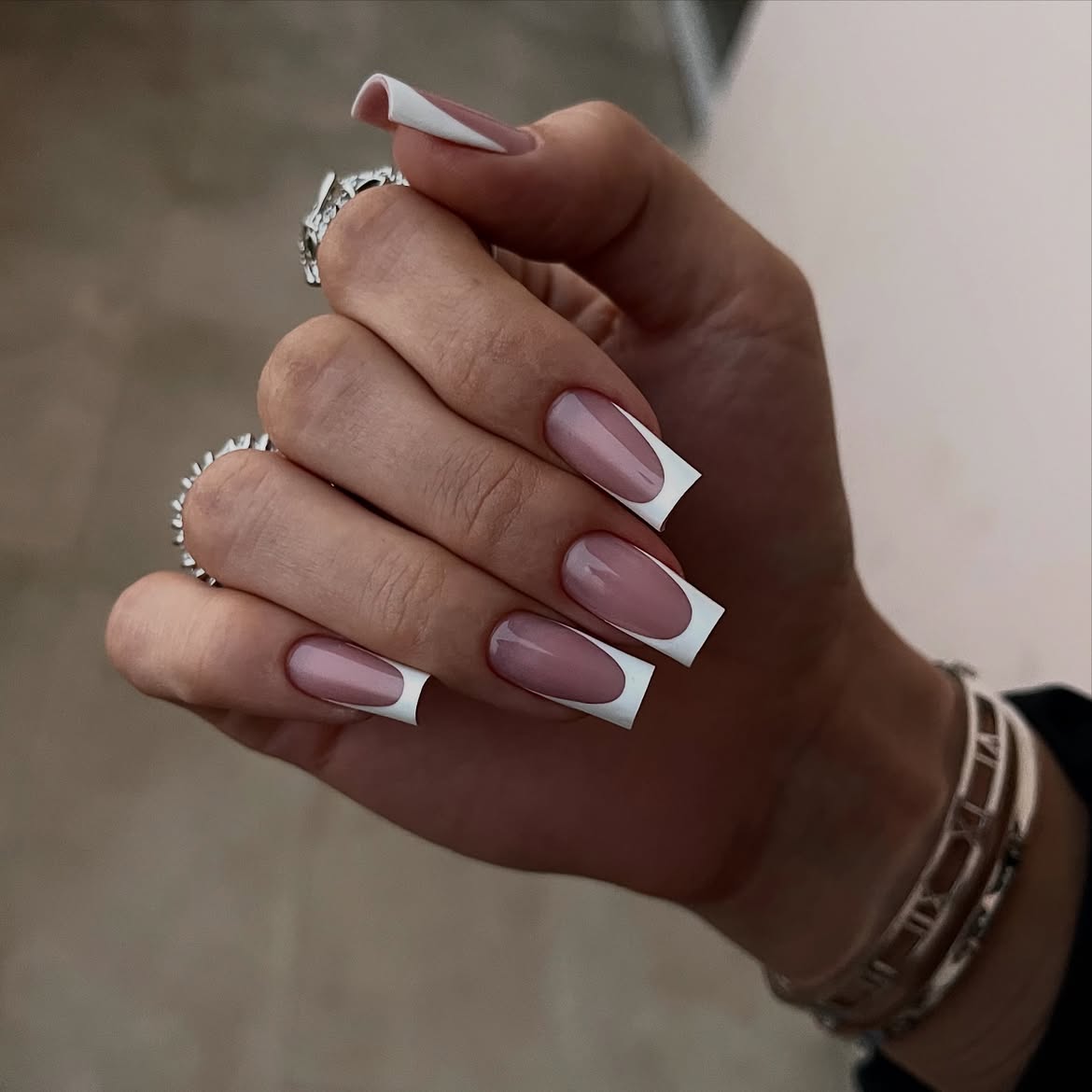Classic White Tip Natural Base French Manicure