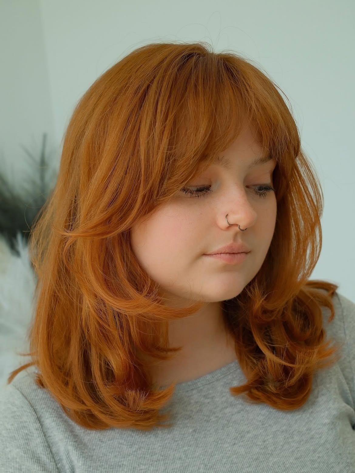 Copper Shag With Soft Wispy Curtain Bangs