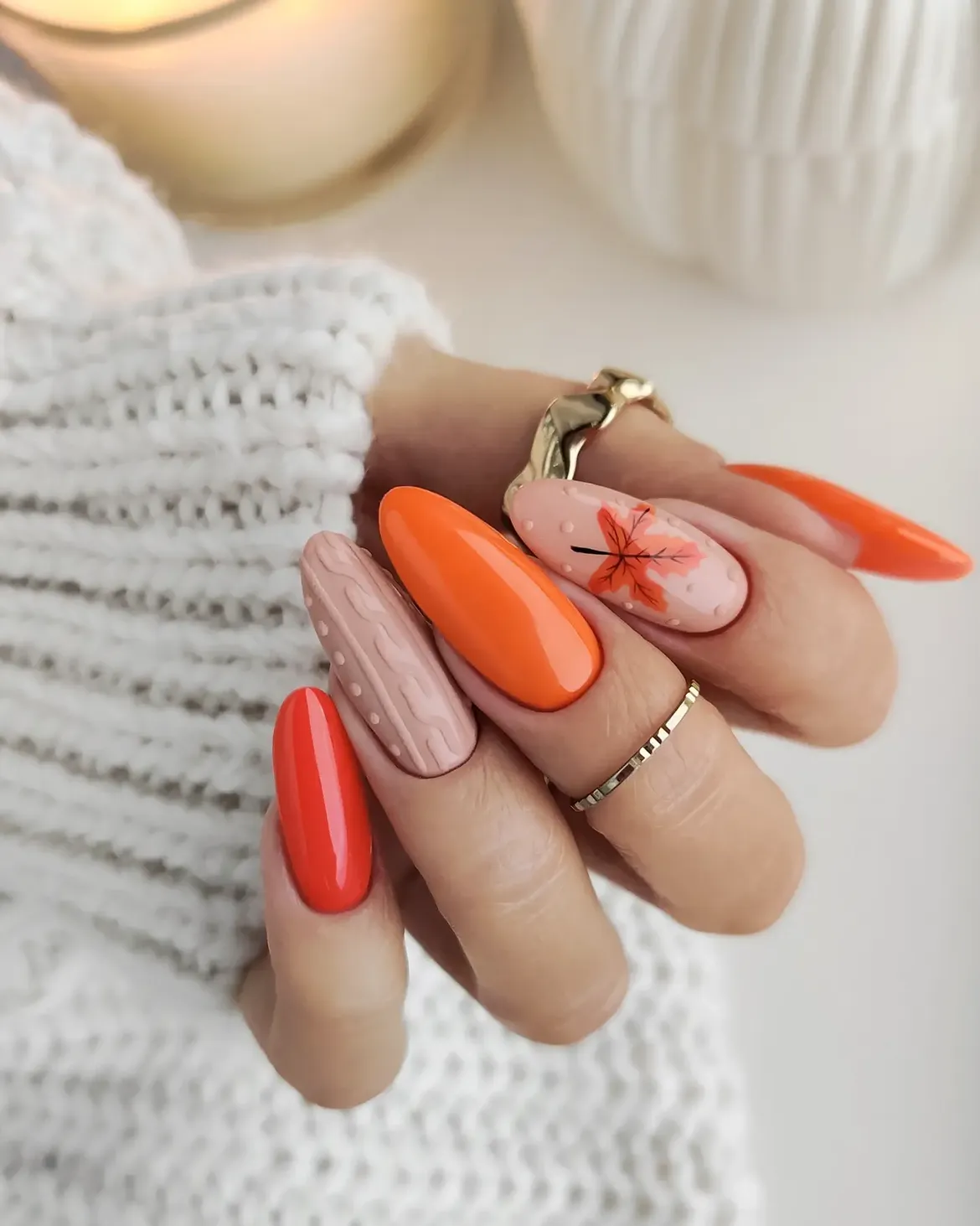 Cozy Autumn Sweater Nail Art Design