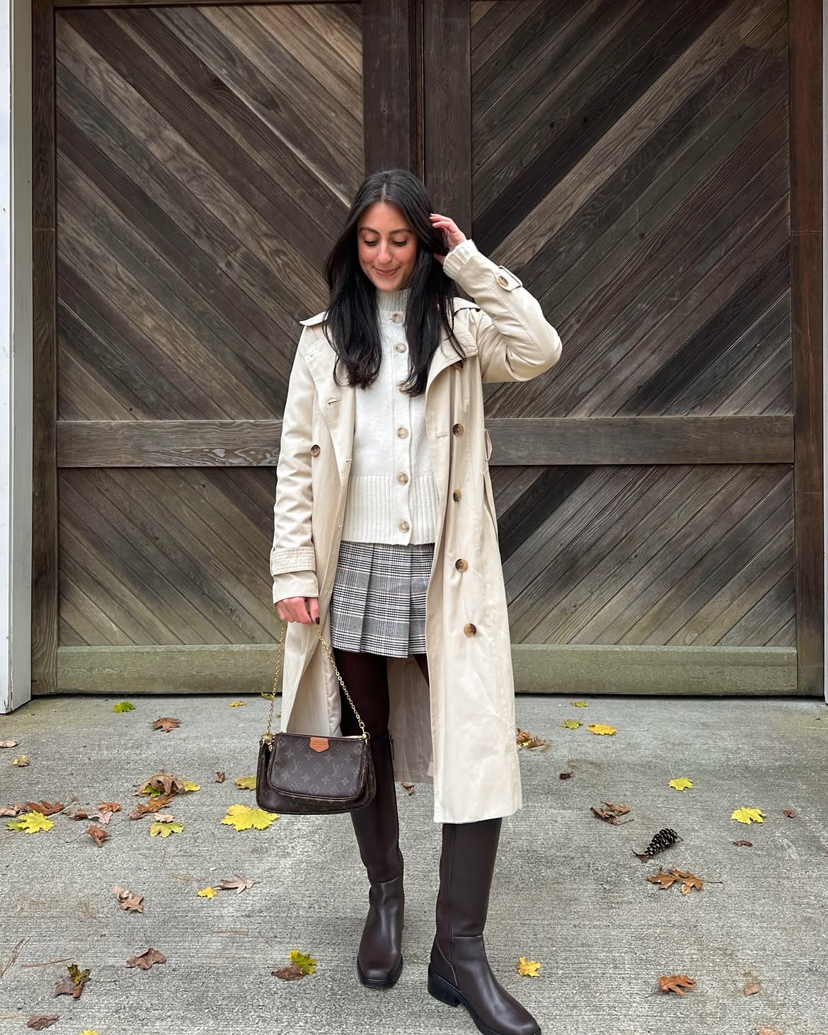 Cozy Knit And Plaid Skirt Thanksgiving Look