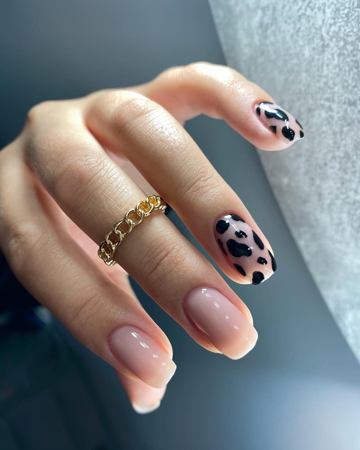 Cute Cow Print French Tip Nails