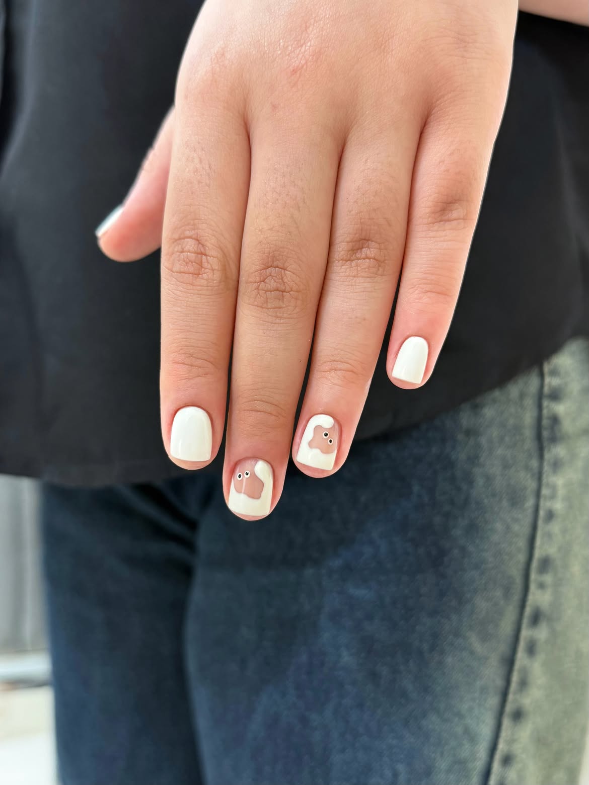 Cute Ghost Short Square Halloween Nails