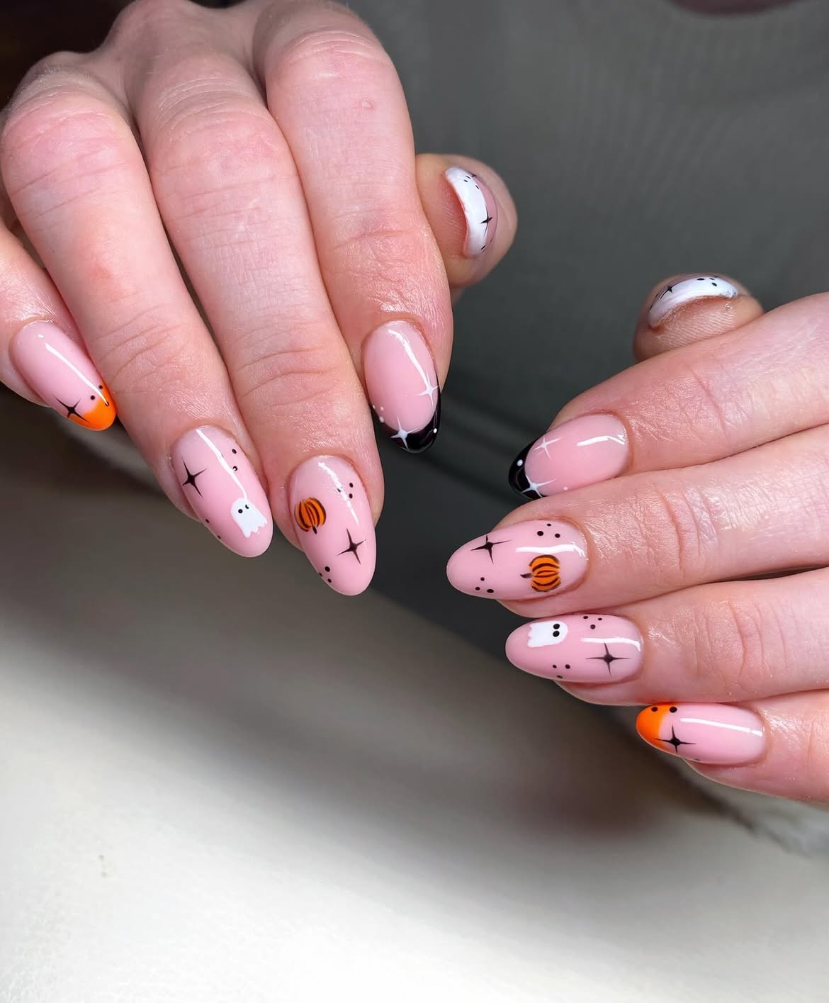 Cute Halloween French Tip Nail Art