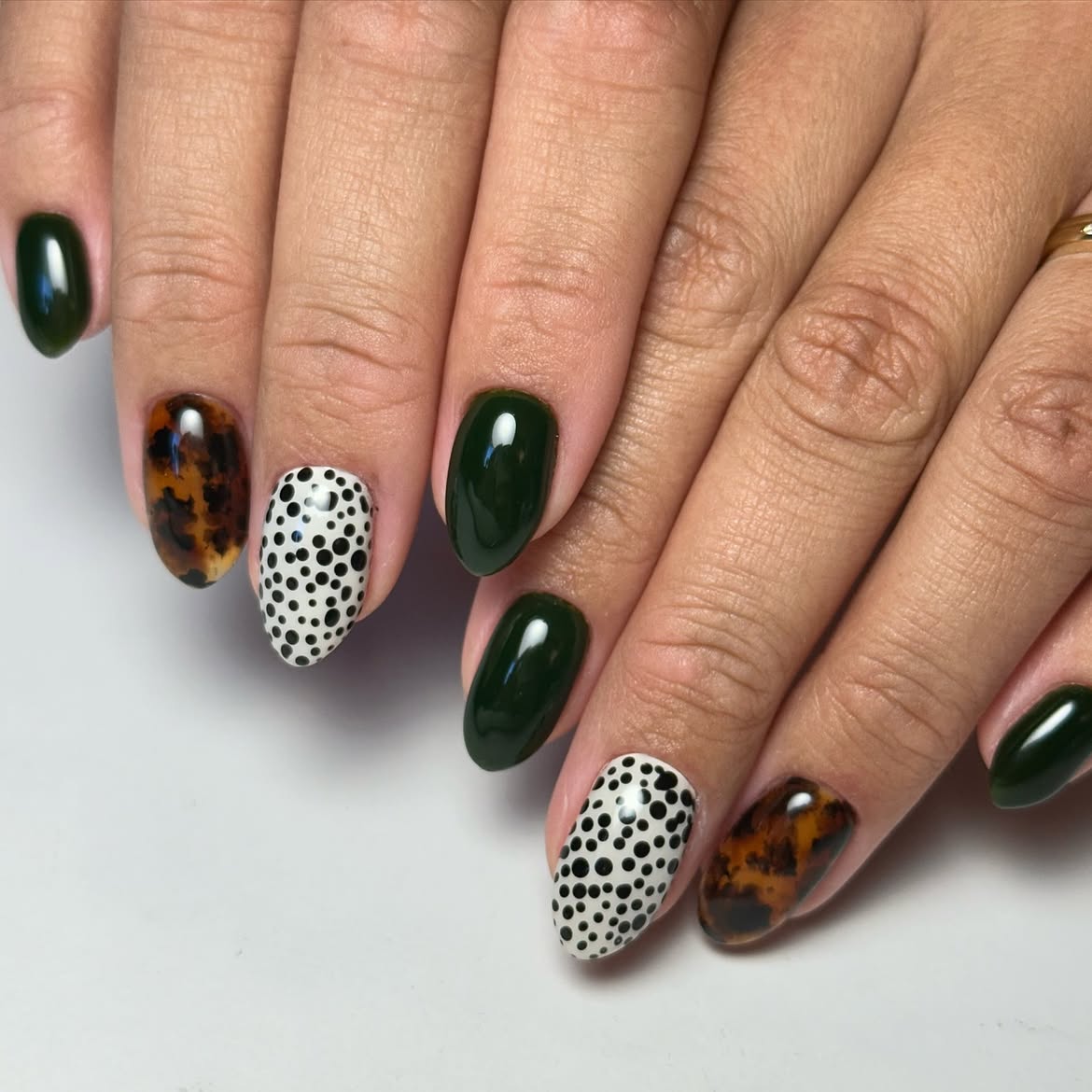 Dark Green Tortoiseshell and Polka Dot Mix
