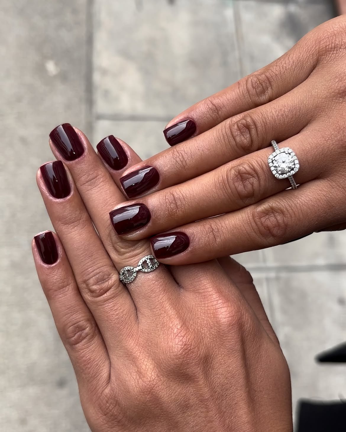 Deep Burgundy High Gloss Square Nails