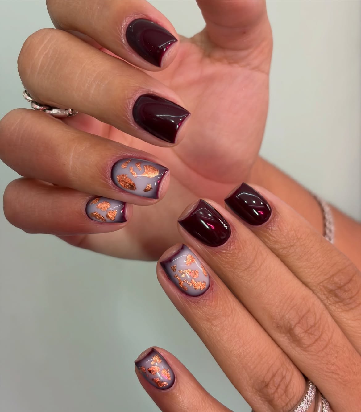 Deep Burgundy & Rose Gold Foil Accents