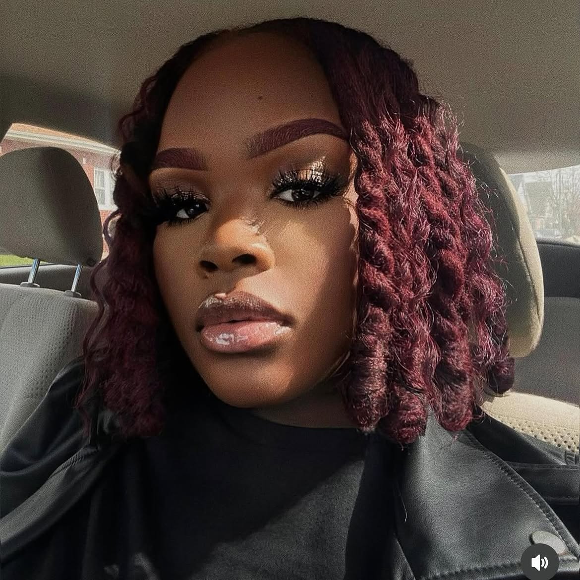 Deep Burgundy Two Strand Twists On Bob Cut