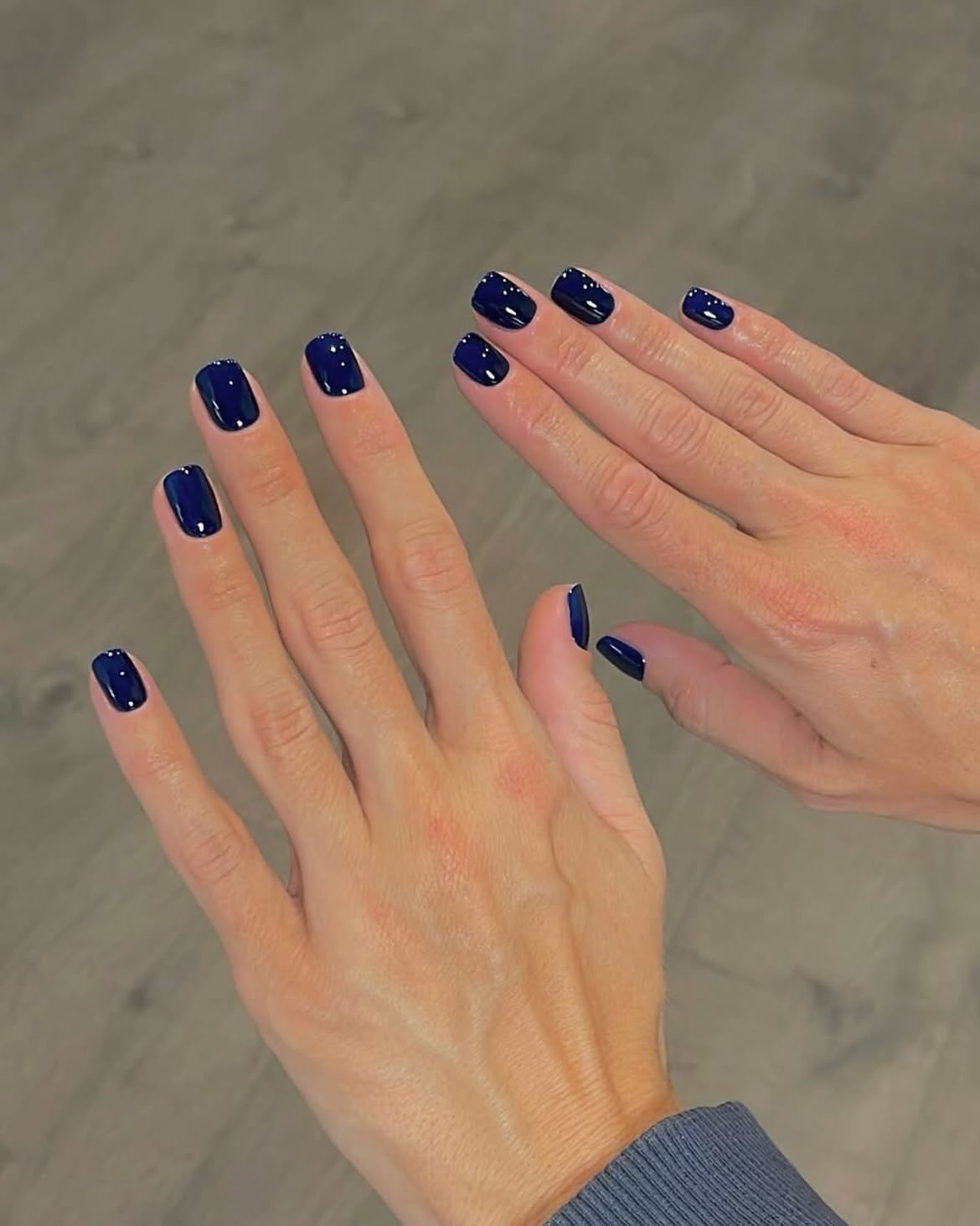 Deep Navy Glossy Square Nails
