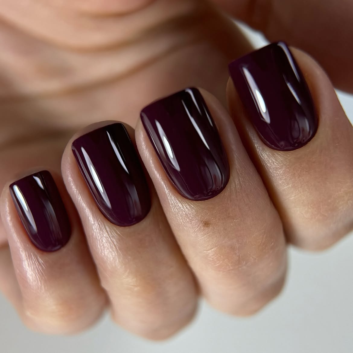 Deep Plum Glossy Square Nails