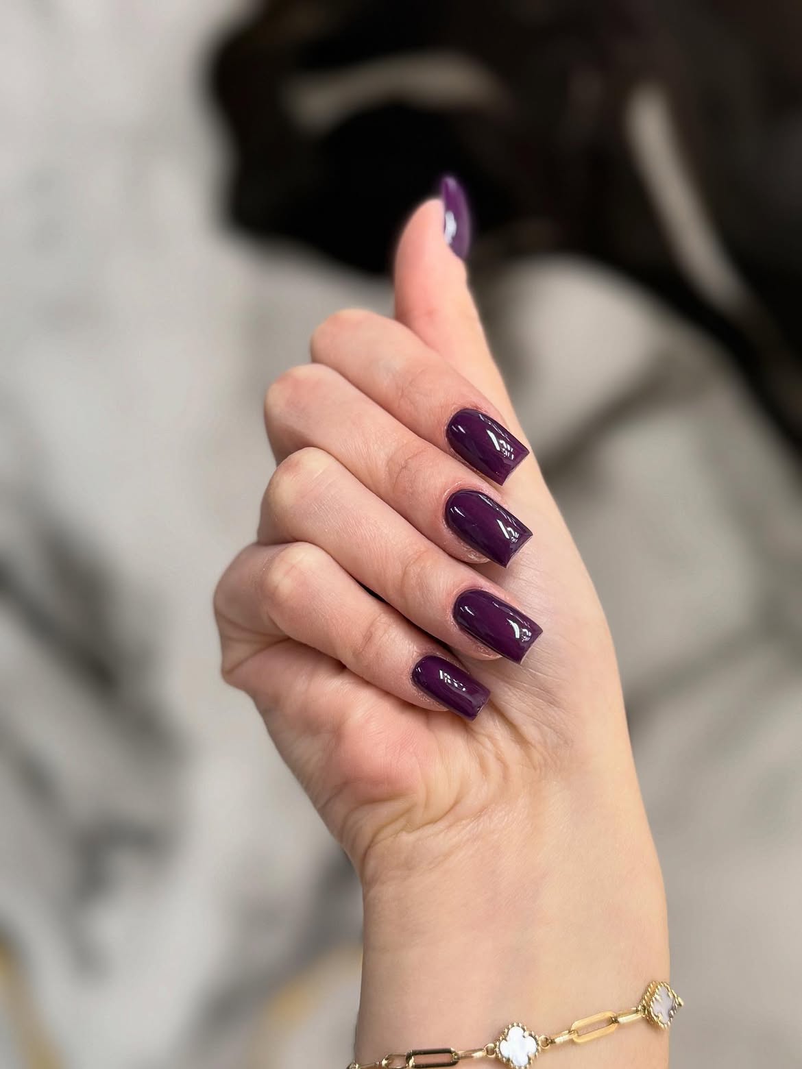 Deep Plum Glossy Square Nails