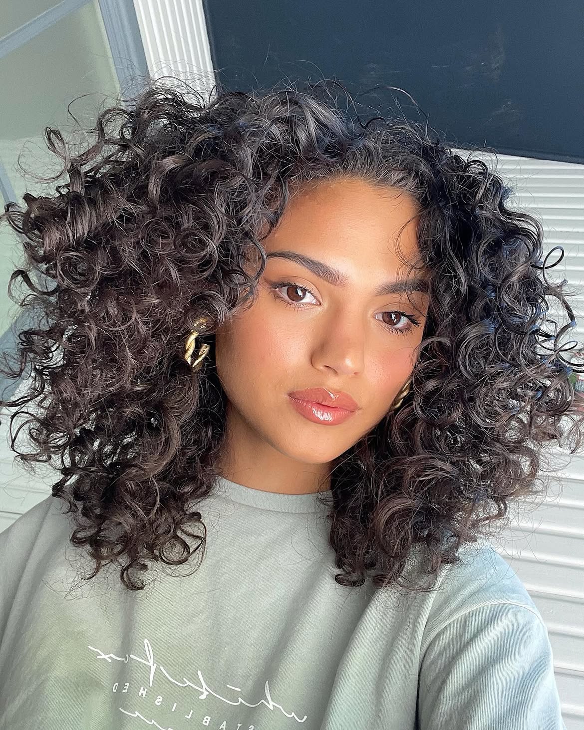 Defined Voluminous Curly Hair With Natural Shine