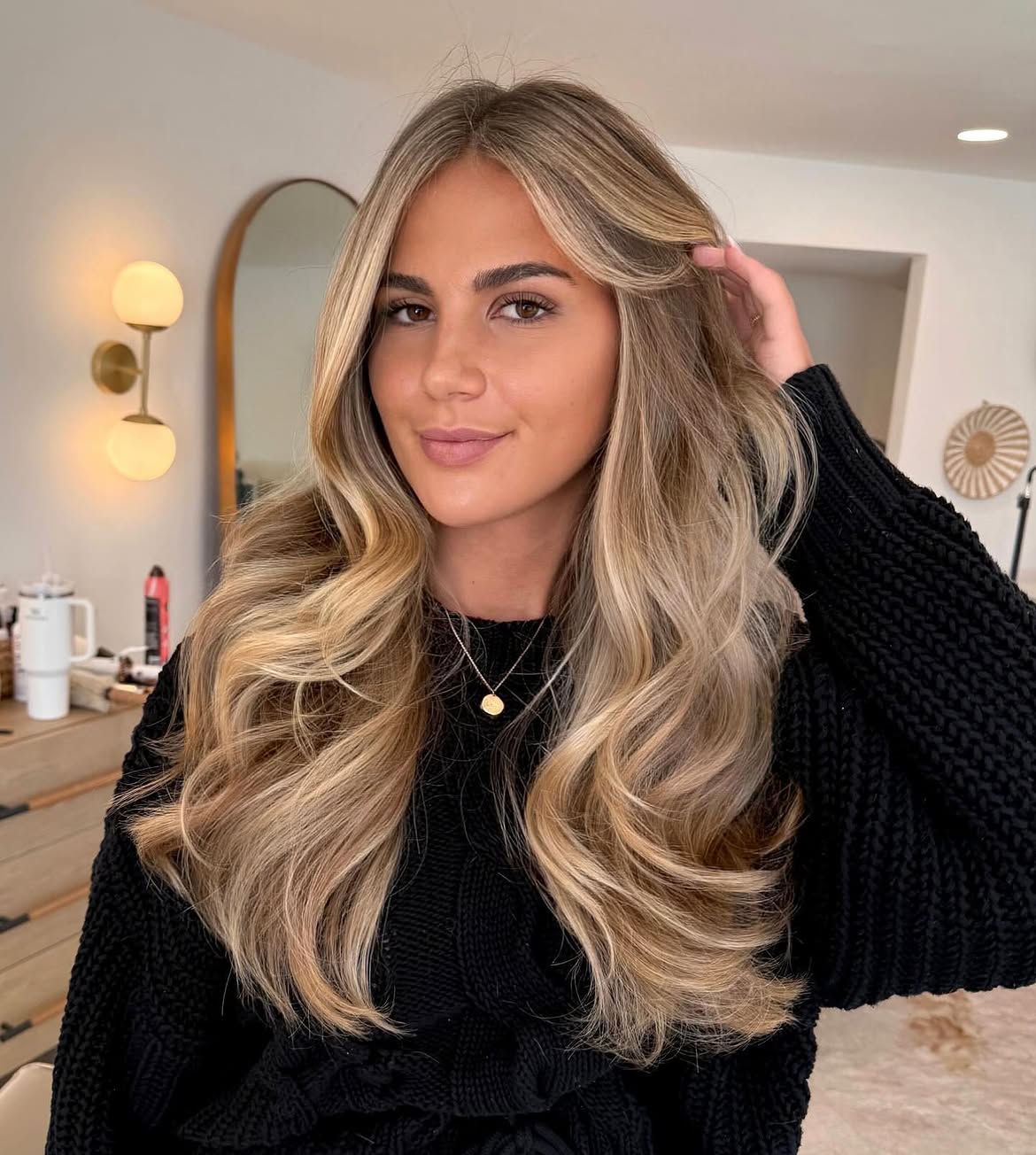 Dimensional Honey Blonde Layers With Curtain Bangs