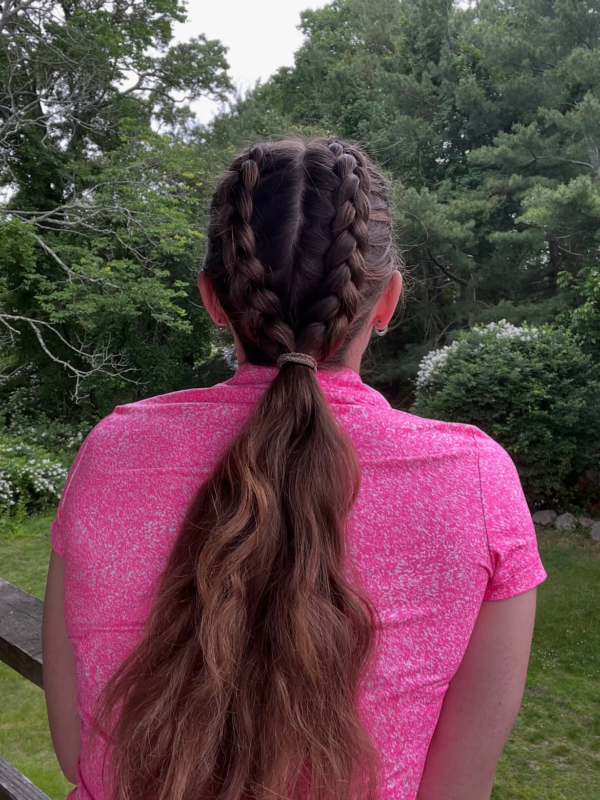 Double Dutch Braid Into Low Ponytail