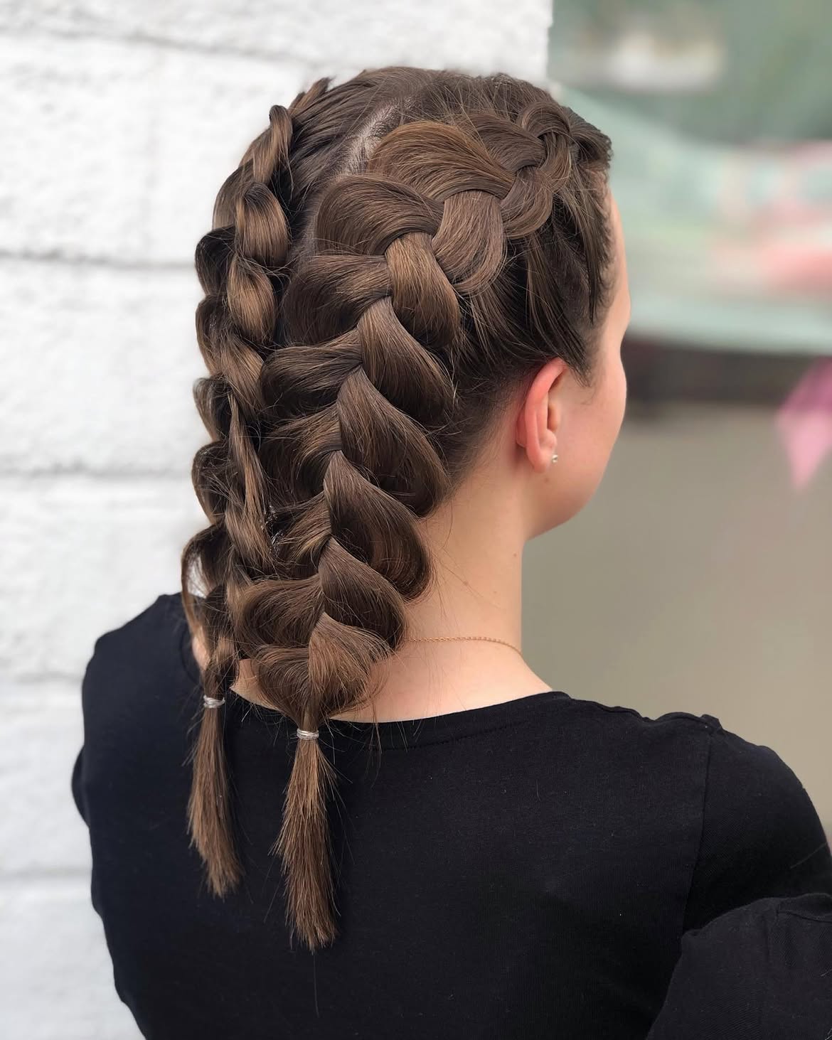 Double Dutch Braids On Long Brunette Hair