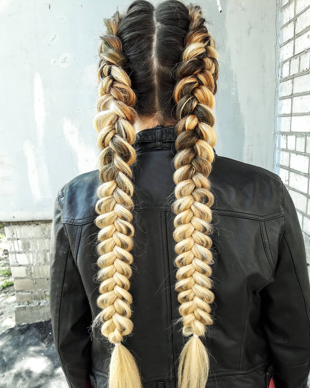 Double Dutch Braids On Long Highlighted Hair