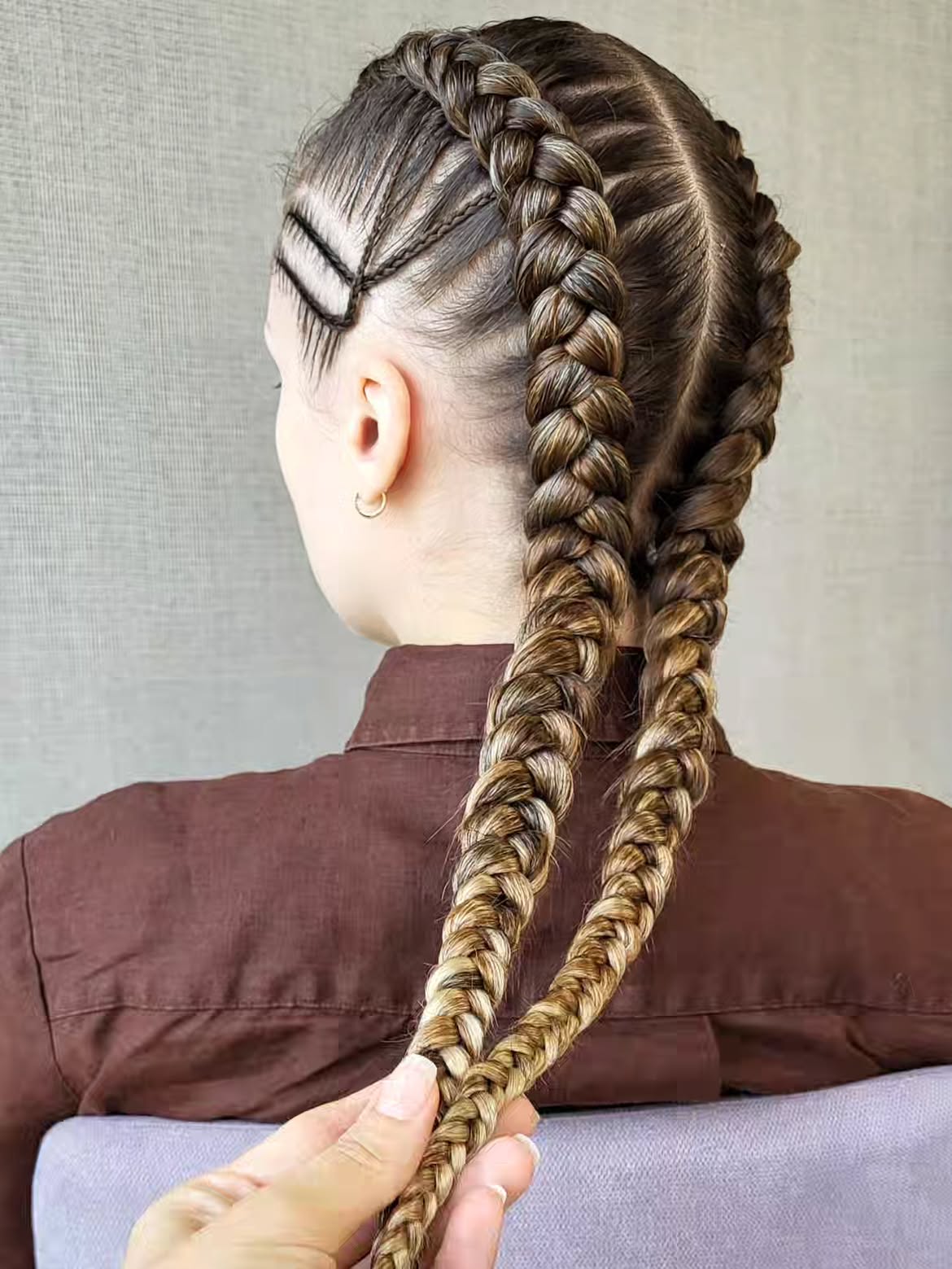 Double Dutch Braids With Detailed Side Parting