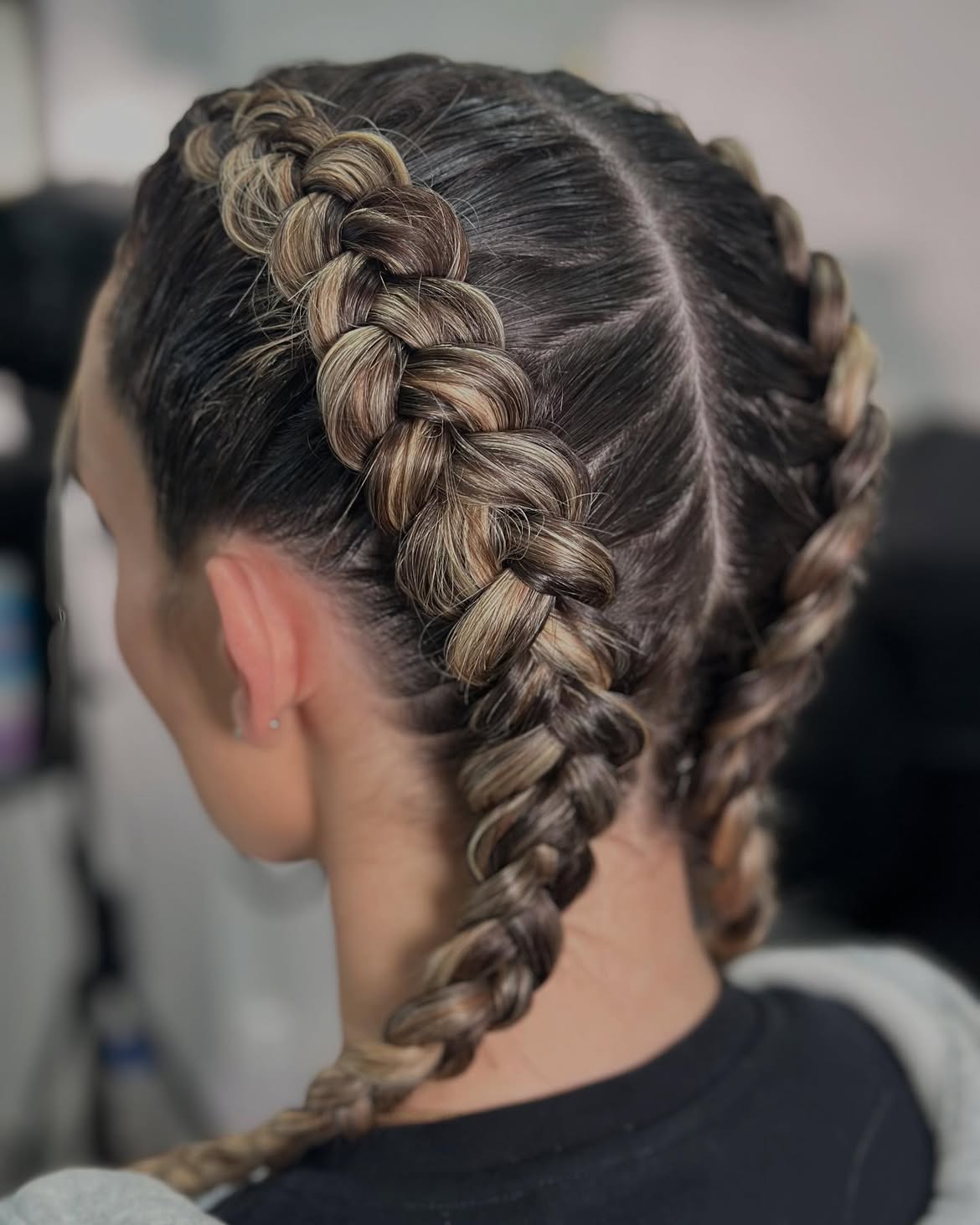 Double Dutch Braids With Dimensional Highlights