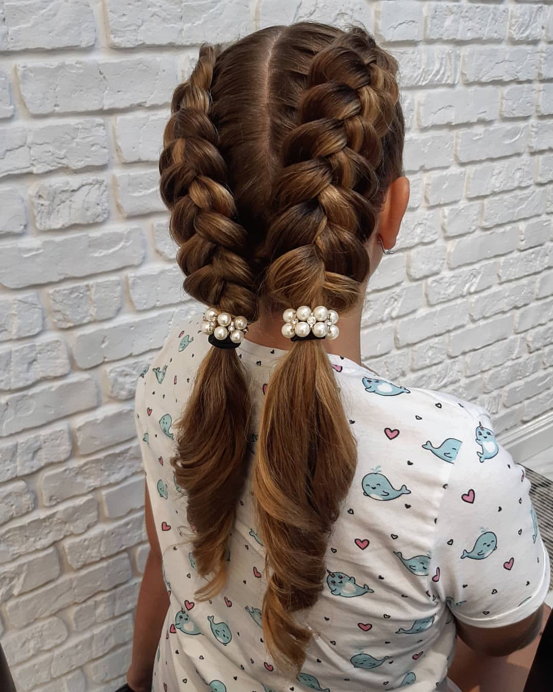 Double Dutch Braids With Pearl Accents