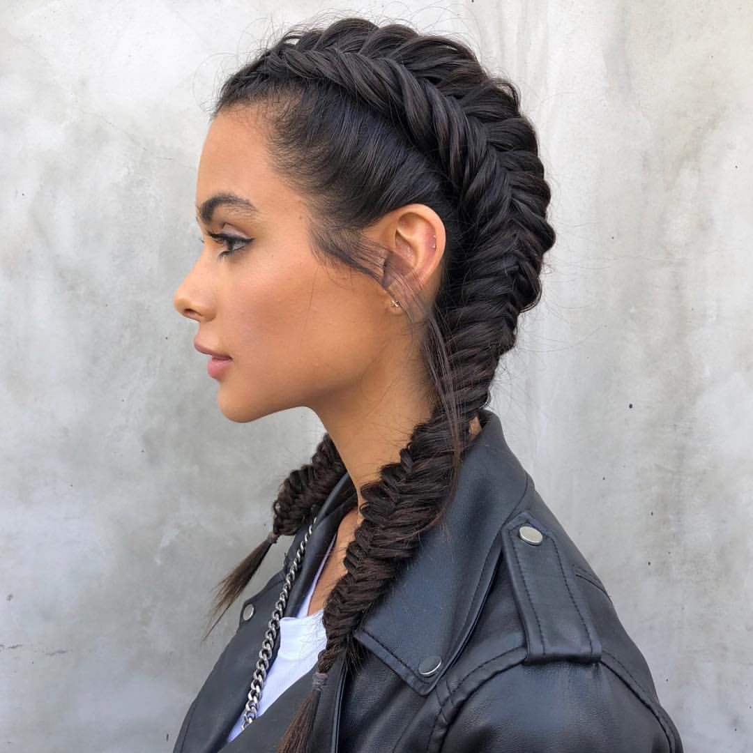 Double Dutch Fishtail Braids On Espresso Hair