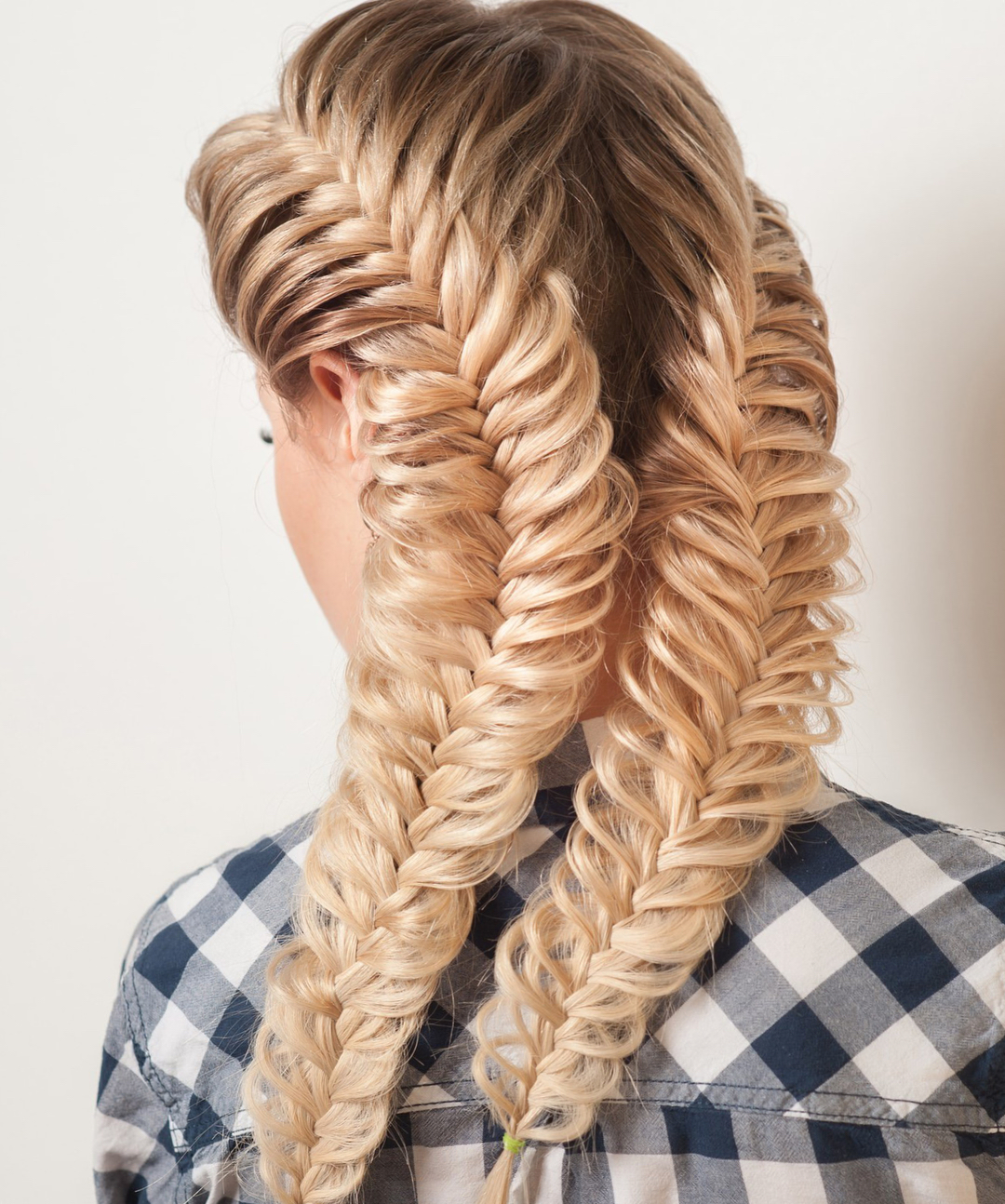 Double Fishtail Braids On Honey Blonde Hair