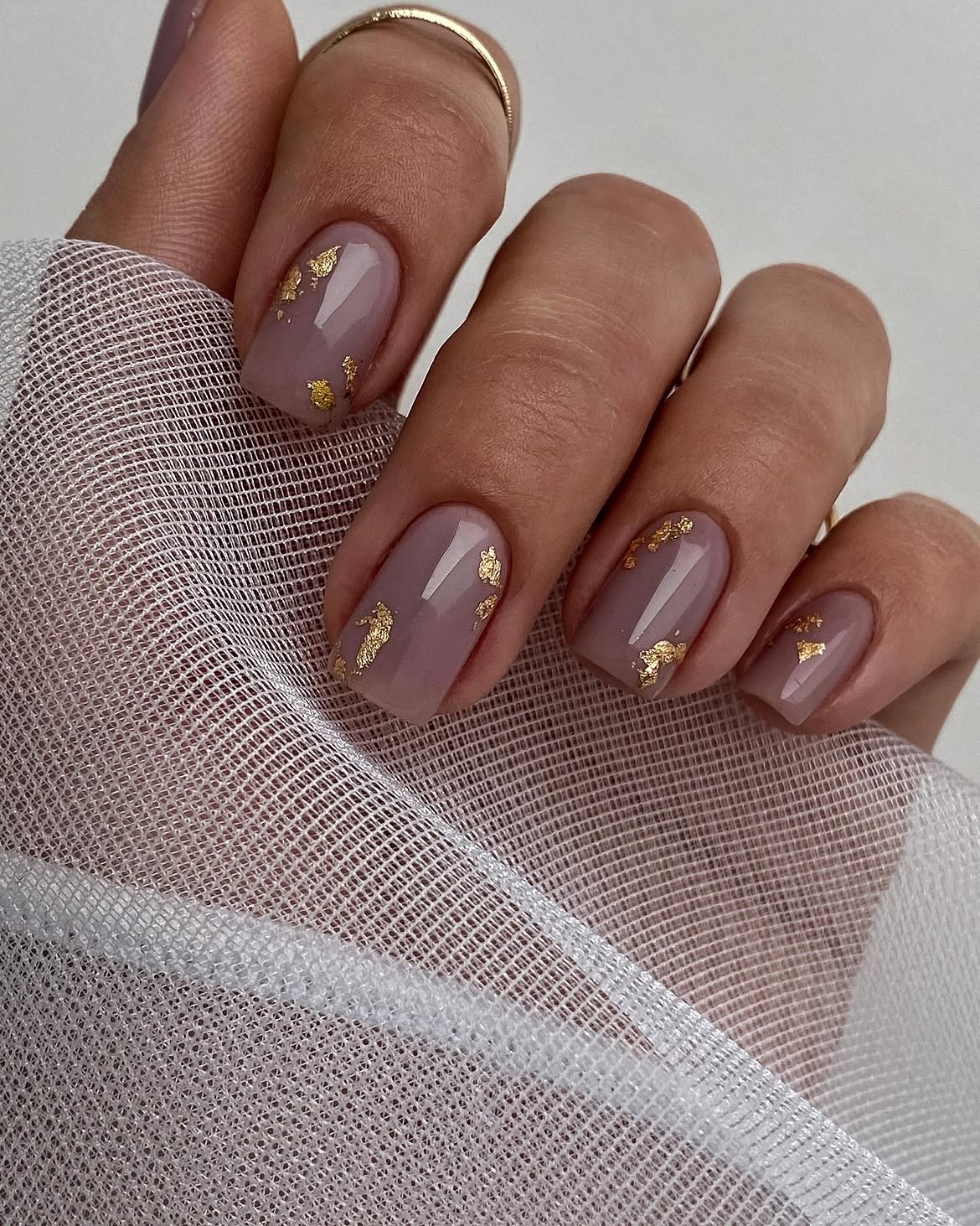Dusty Mauve with Gold Leaf Accents