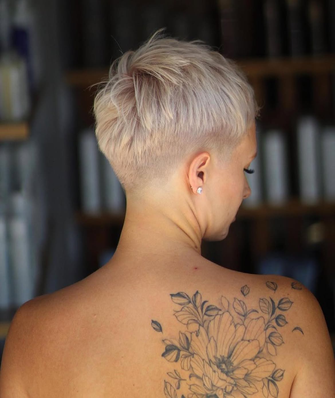 Edgy Undercut Pixie With Platinum Blonde Tones