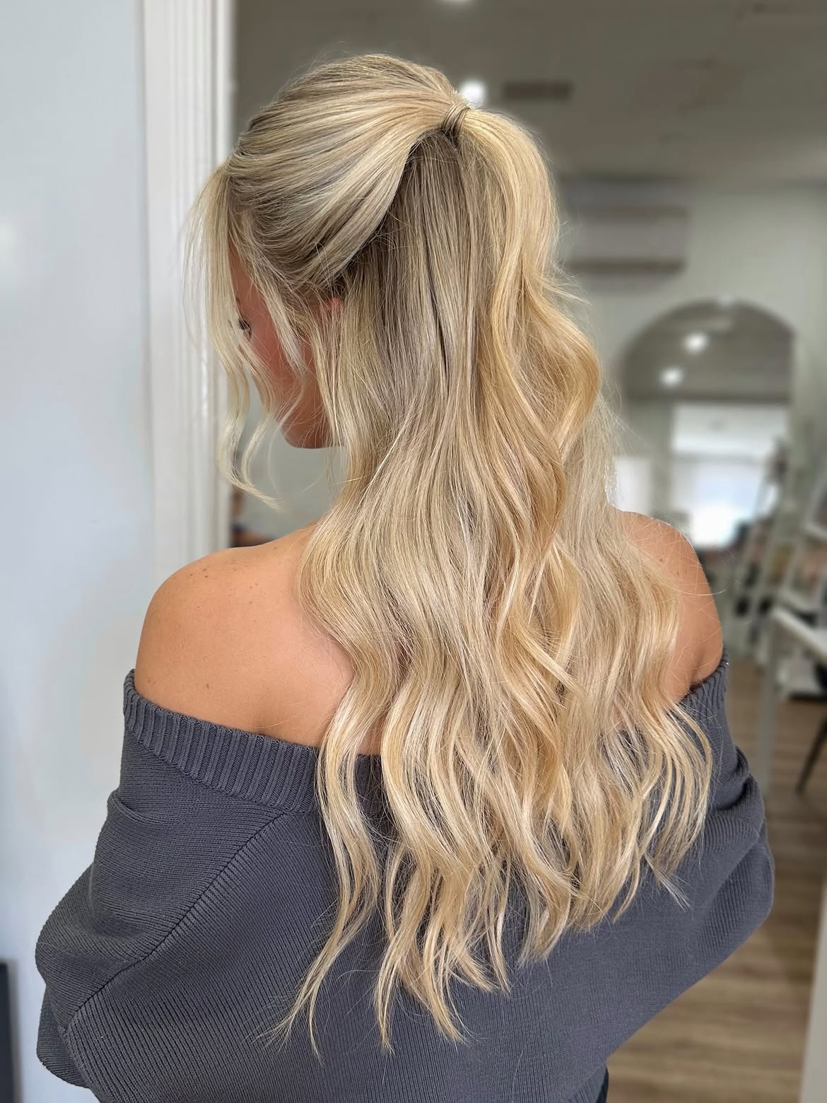Effortless High Half-Up Ponytail With Loose Waves