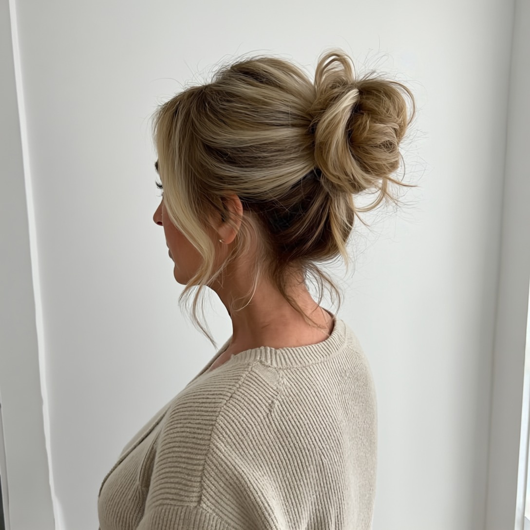 Effortless Messy High Bun With Face-Framing Pieces