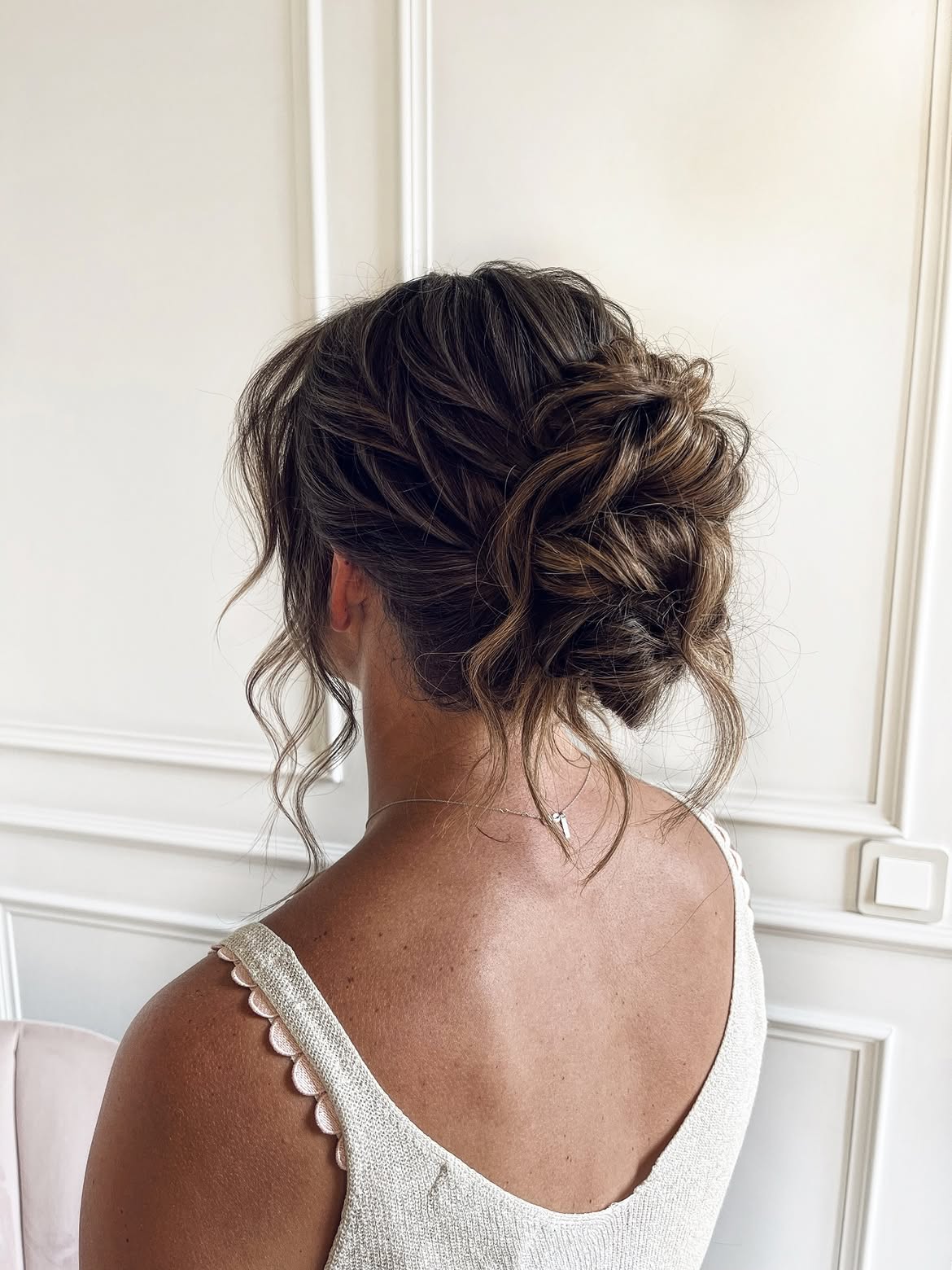Effortless Messy Updo With Face-Framing Tendrils