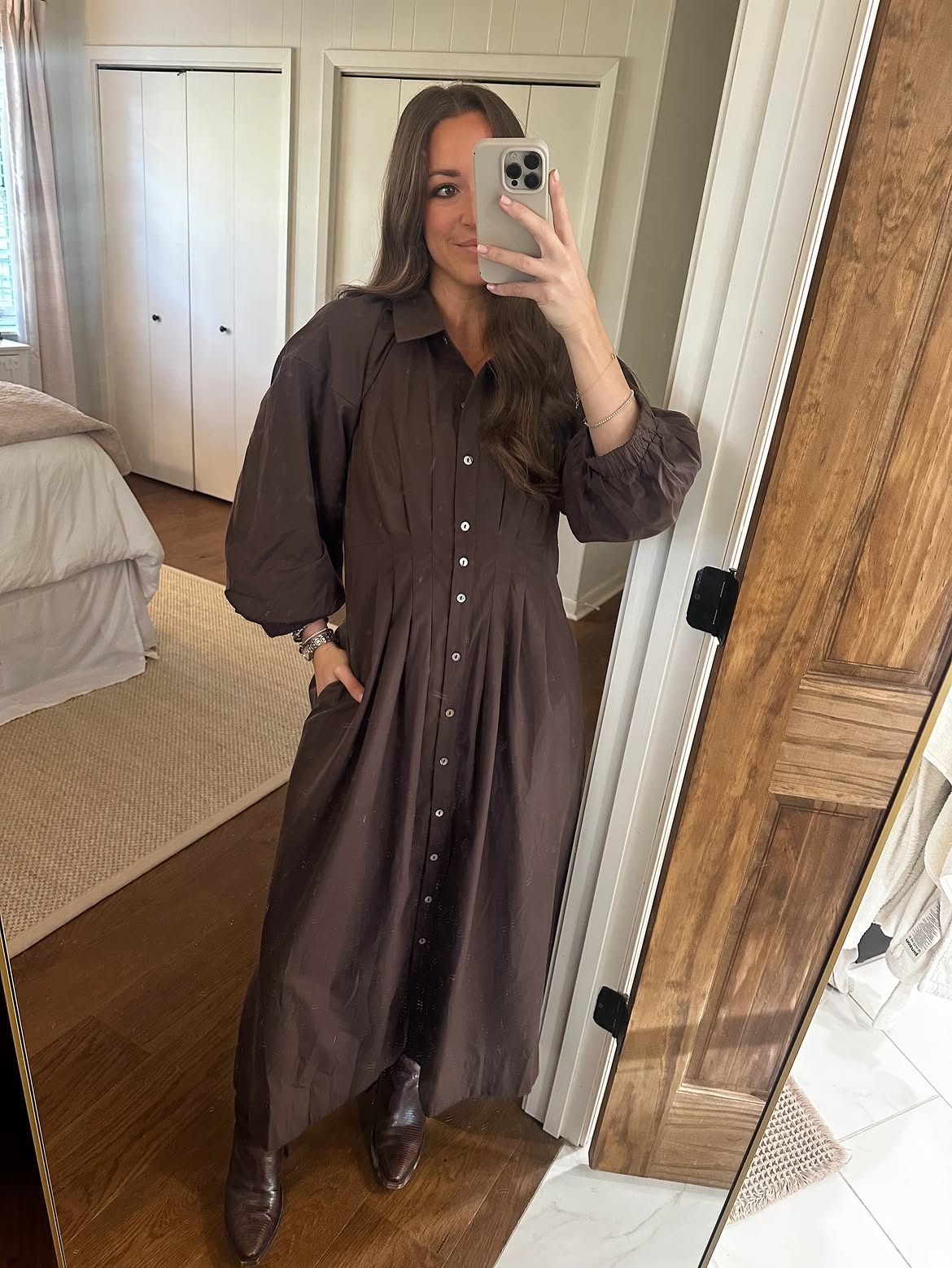 Effortless Midi Shirt Dress With Cowboy Boots