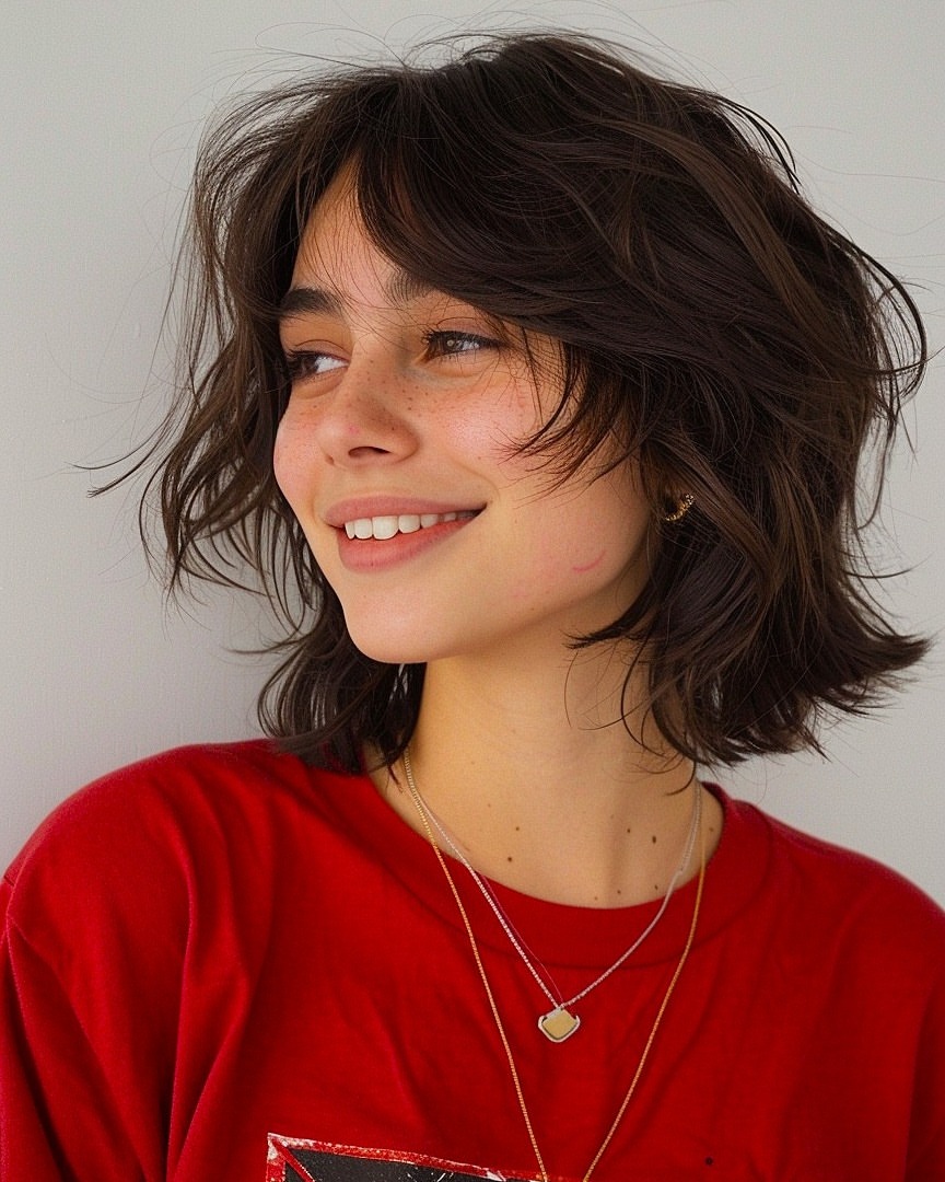 Effortless Shaggy Bob With Textured Waves