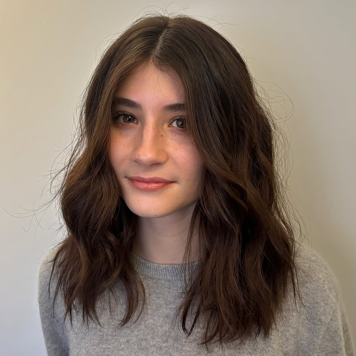 Effortless Wavy Dark Brunette Lob