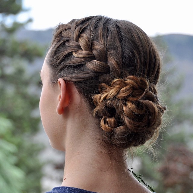 Elegant Crown Braid with Textured Bun