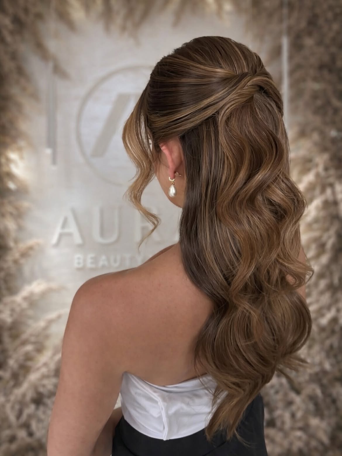 Elegant Half-Up Waves With Braided Detail