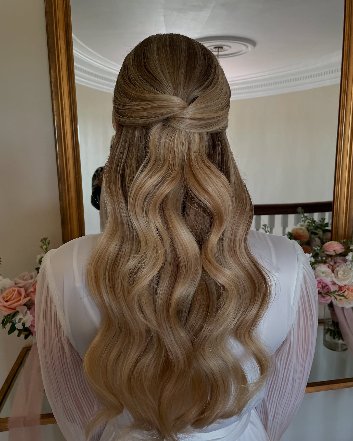 Elegant Knotted Half Up Half Down Waves