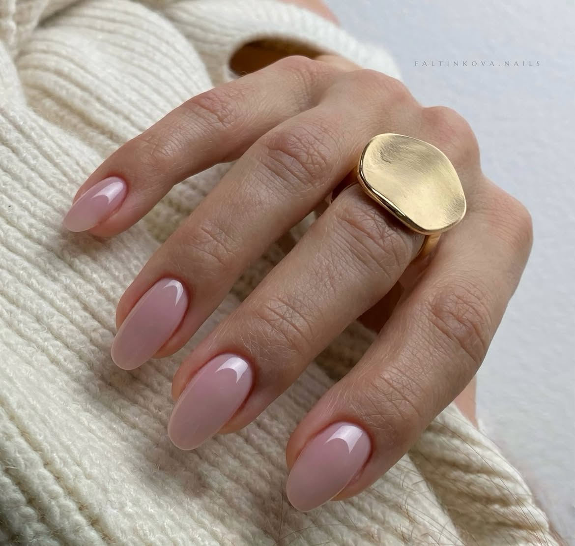 Elegant Milky Pink Almond Nails