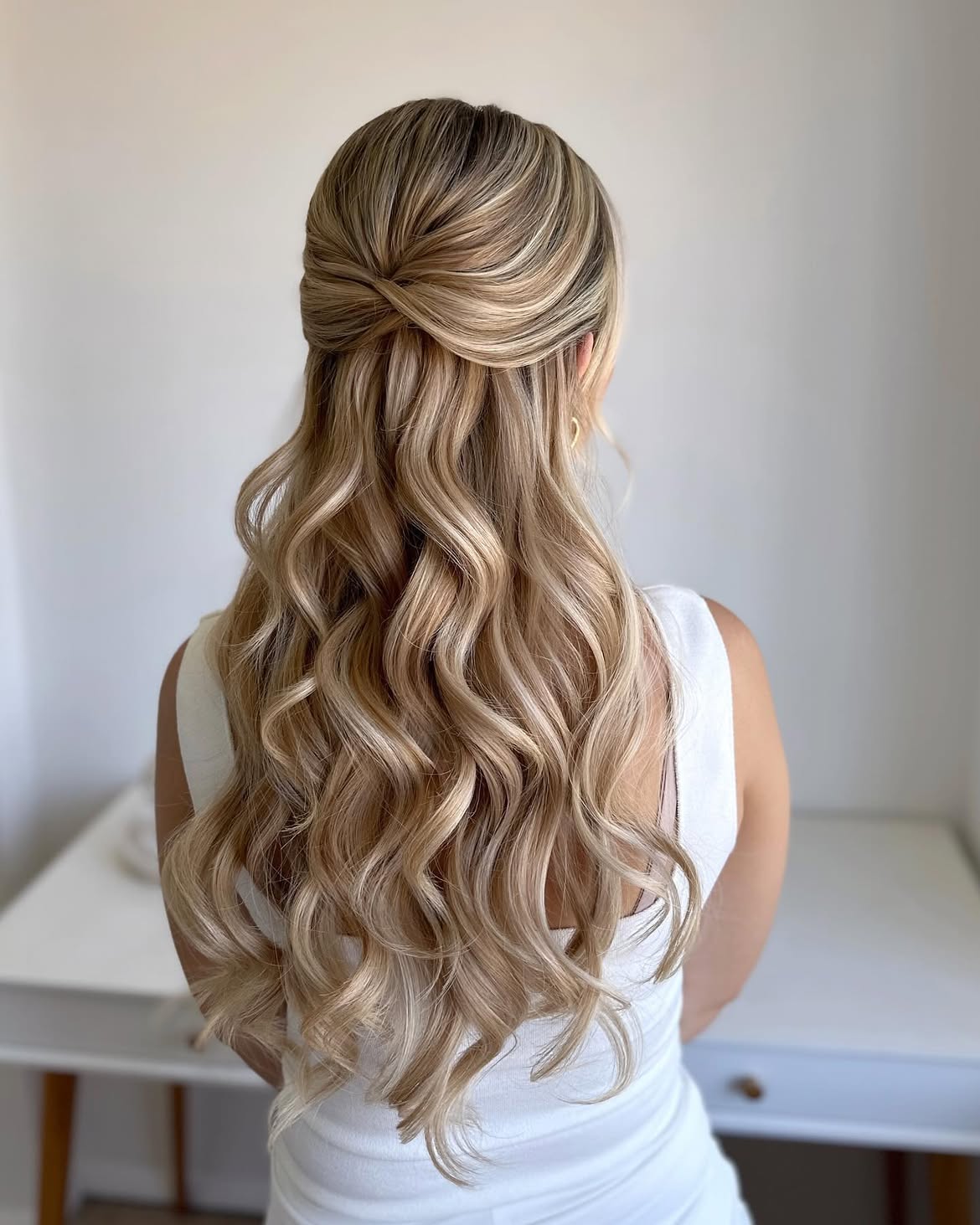 Elegant Twisted Half Up Half Down Waves