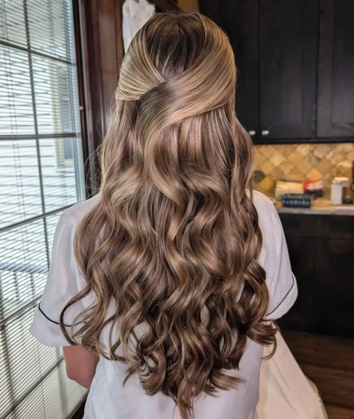 Elegant Twisted Half Up Half Down Waves